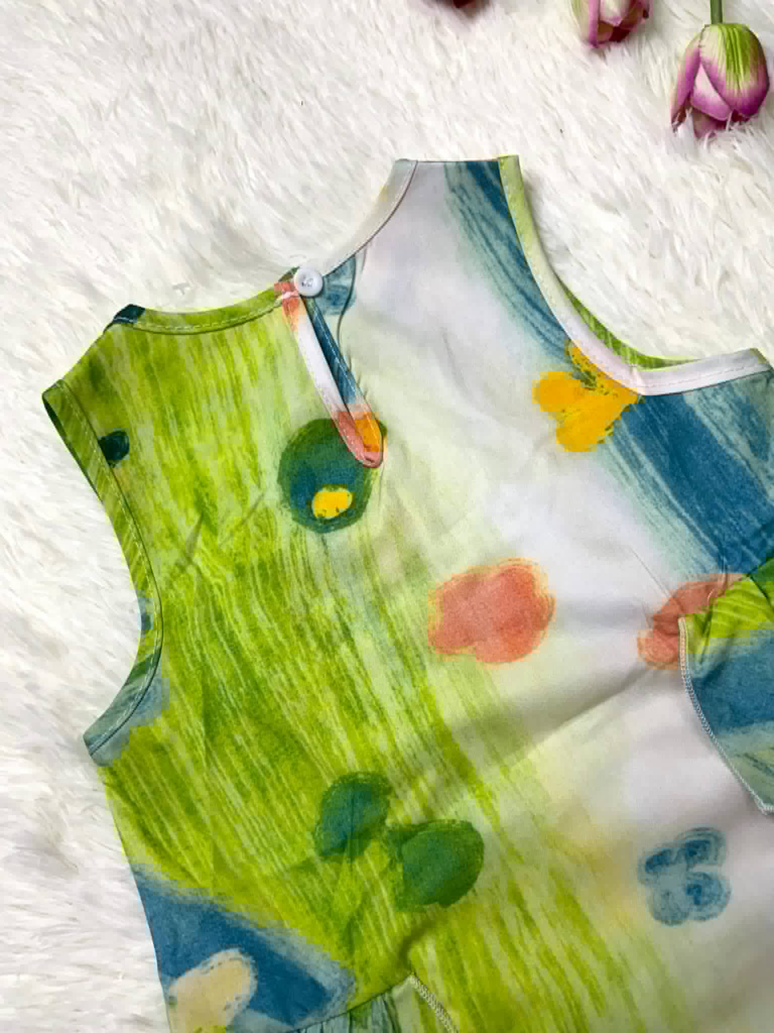 Green Abstract Frock🌿🌸